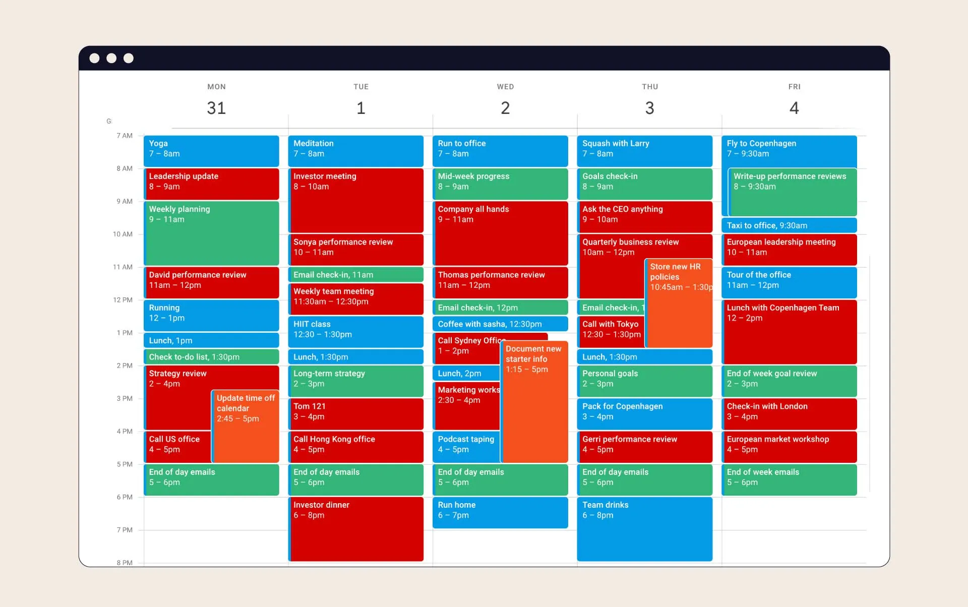 Your calendar is chock a block