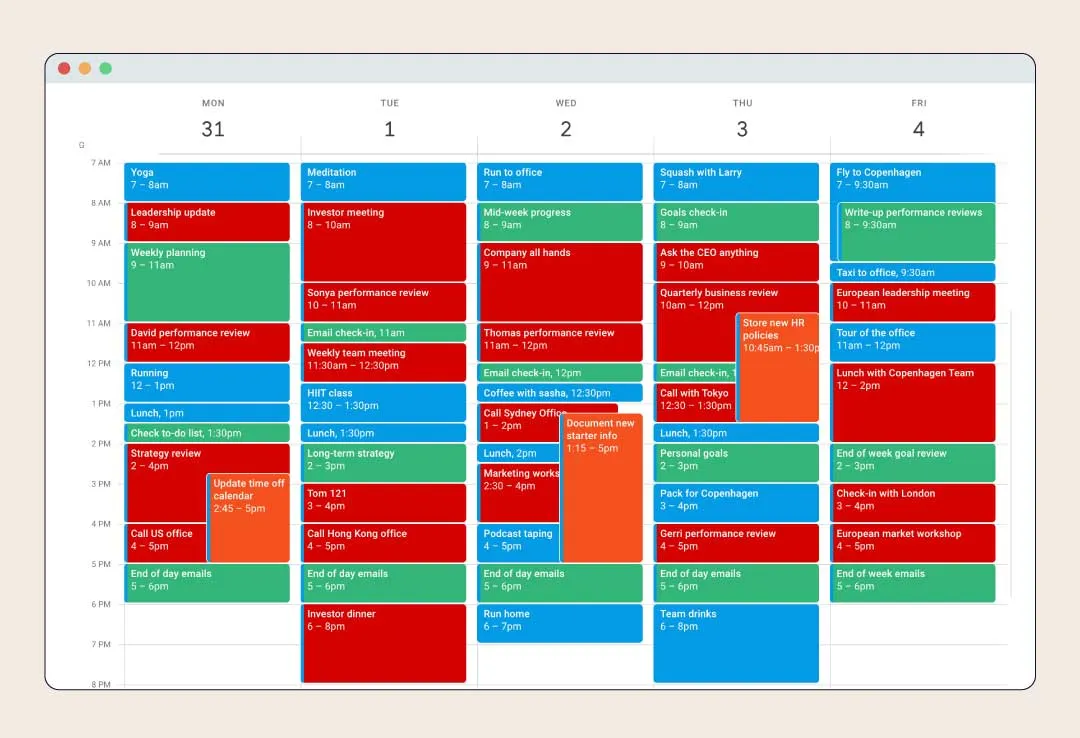 Your calendar is chock a block