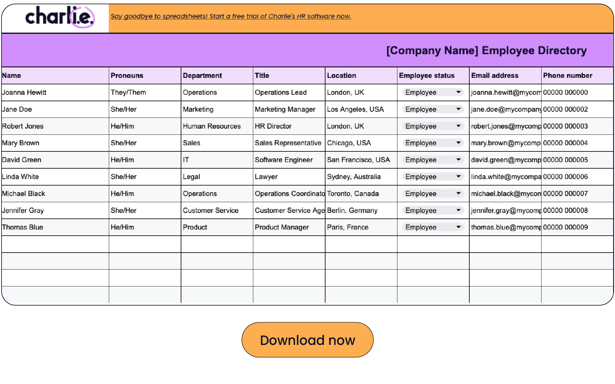Employee database template
