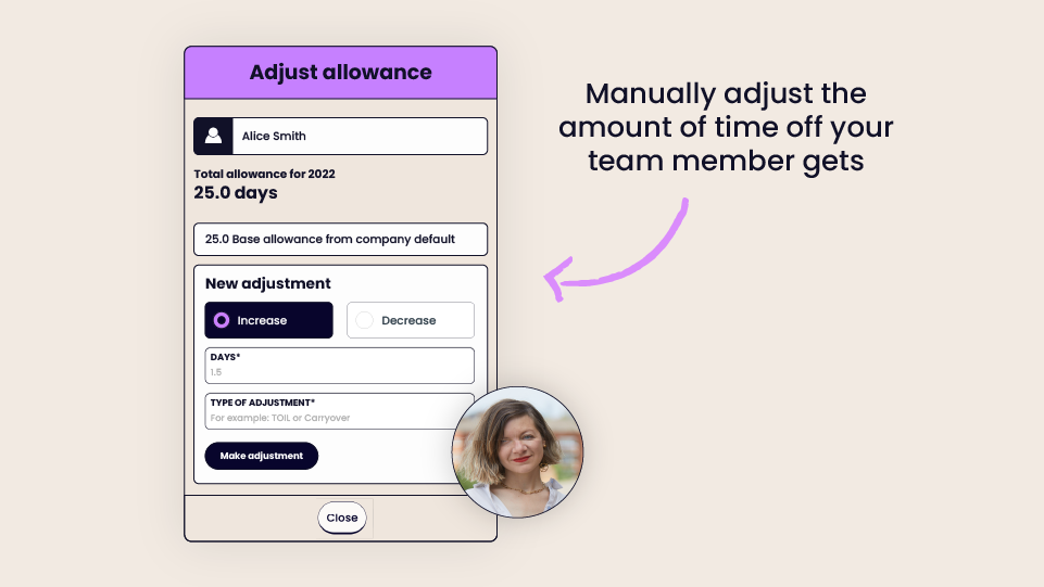 Adjust time off manually in Charlie