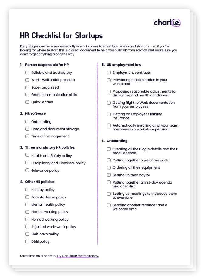 HR checklists downloadable asset