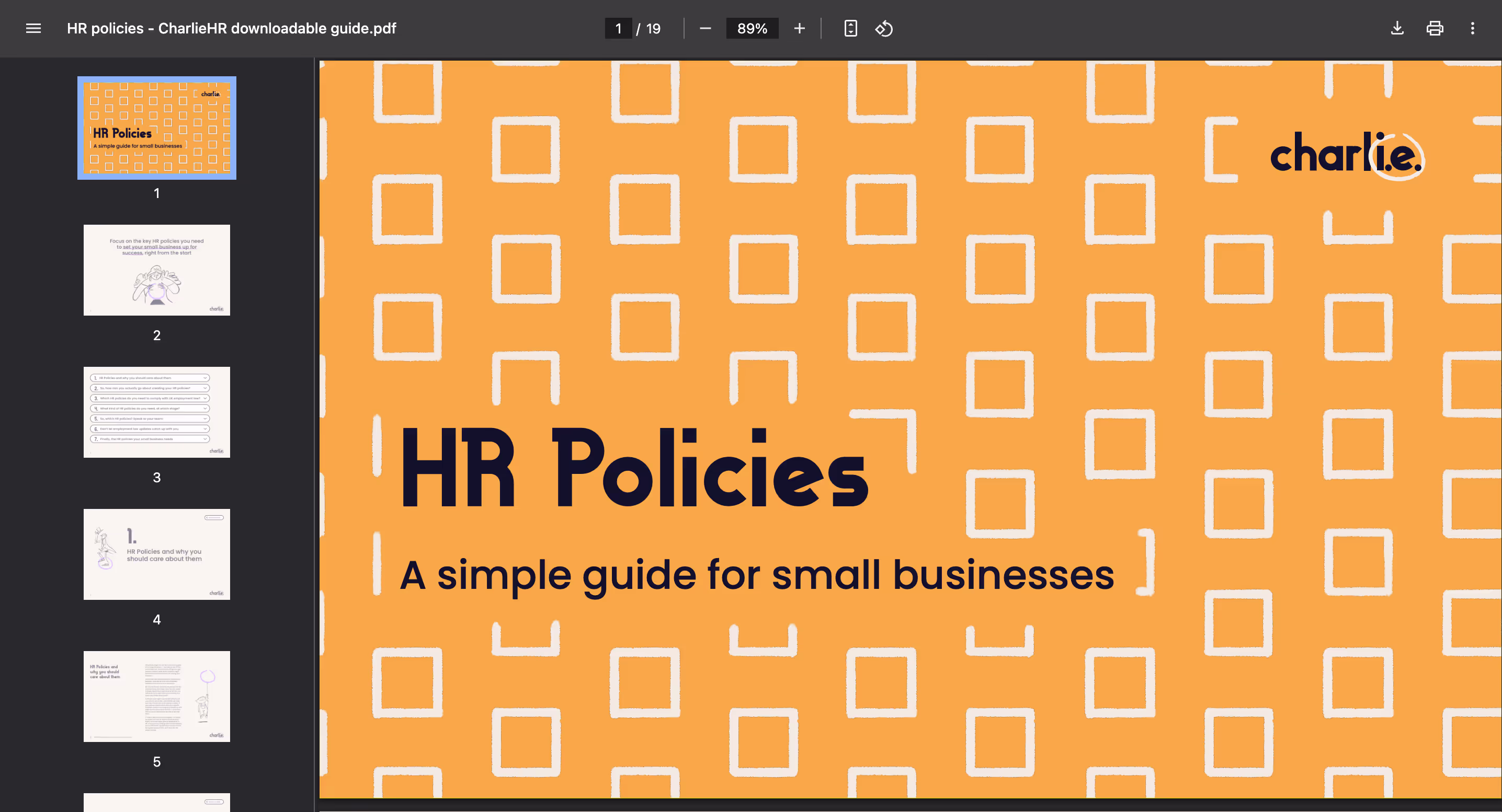 HR policies downloadable asset