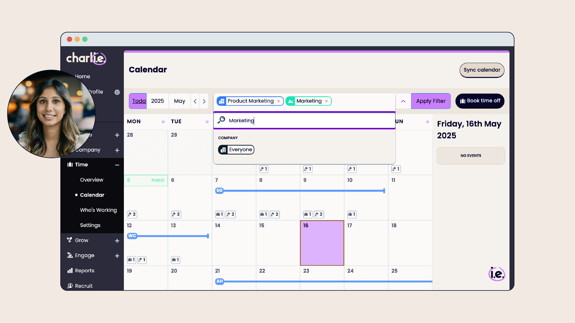 Calendar view filter