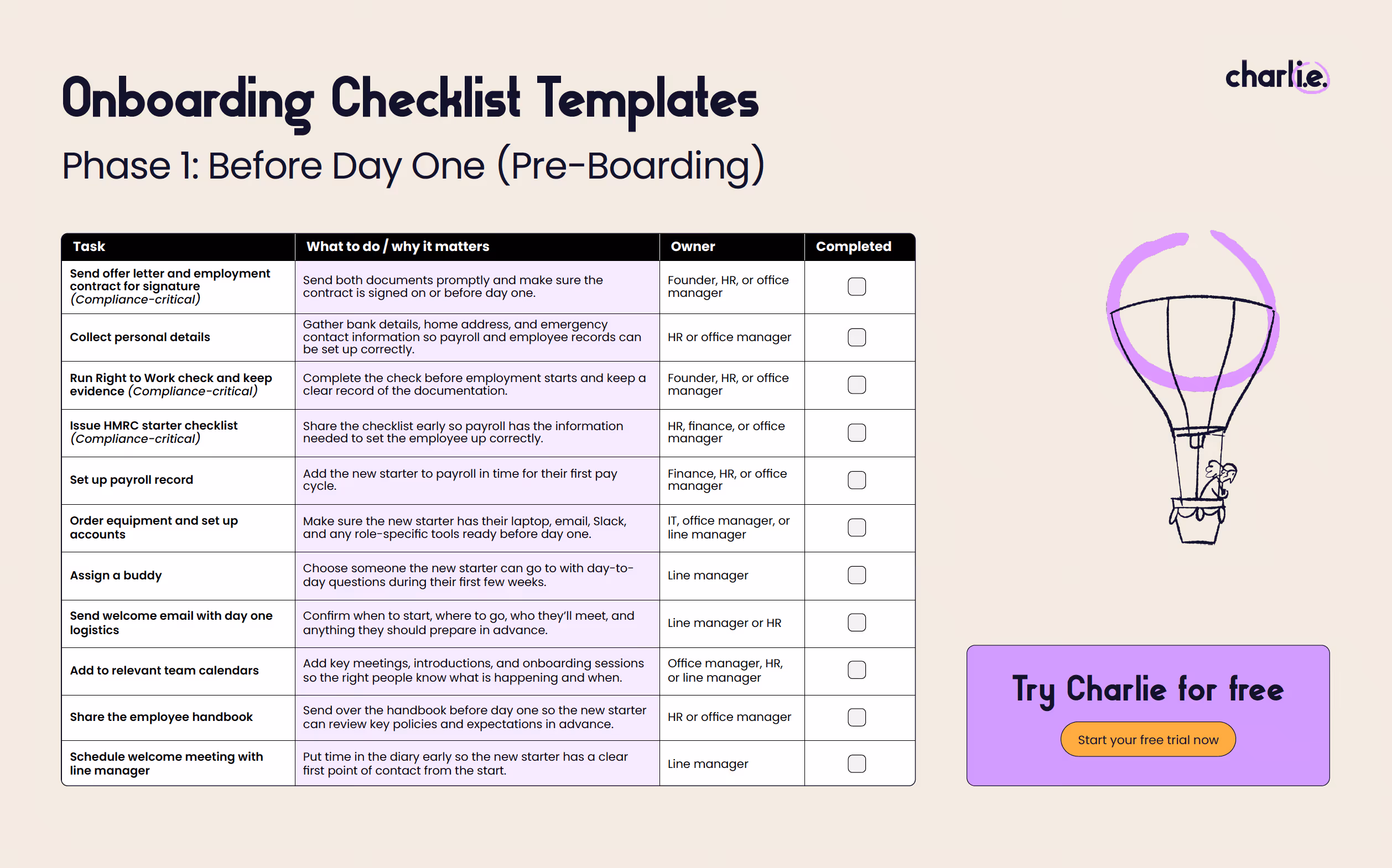 Onboarding checklist PDF