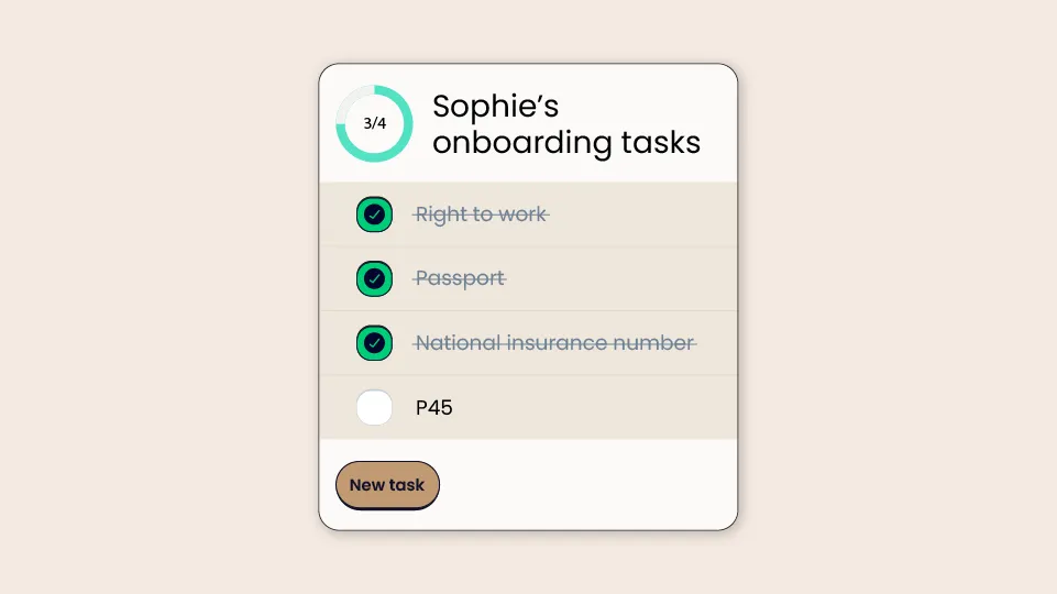 Sophie's onboarding tasks