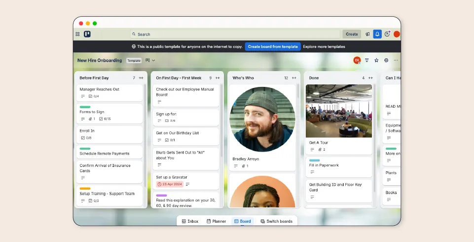 Trello new hire template